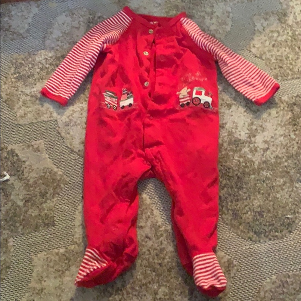 My first Christmas footie onesie